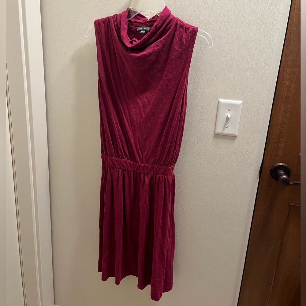 Lilla P Mock Neck Jersey Smocked Waist Dress, Sleeveless.